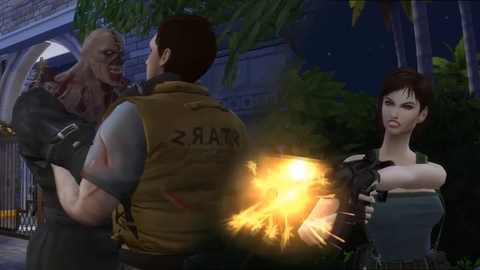 Potret layar sing dijupuk saka trailer kanggo Sims 4 Mod. Zombie Mod