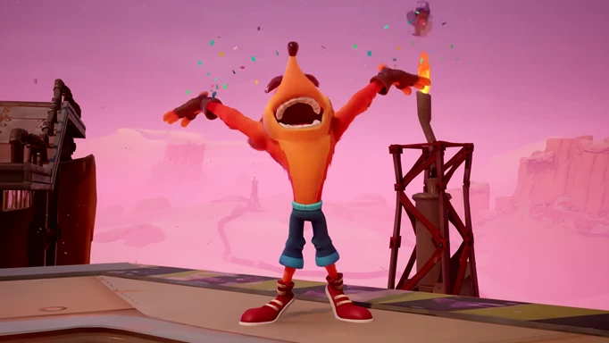 Crash Bandicoot with confetti