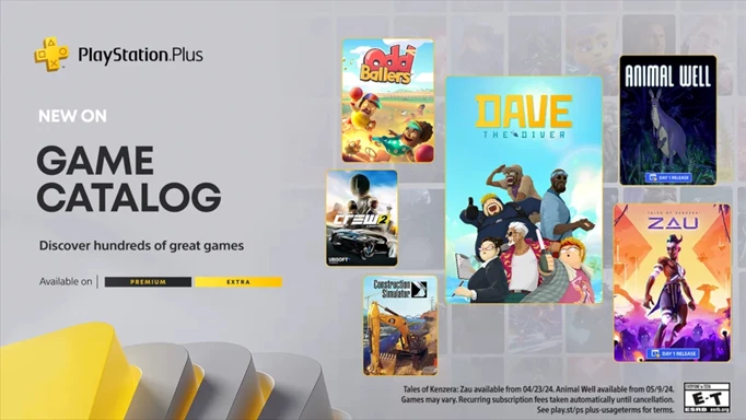 Key art of the PlayStation Plus April 2024 lineup
