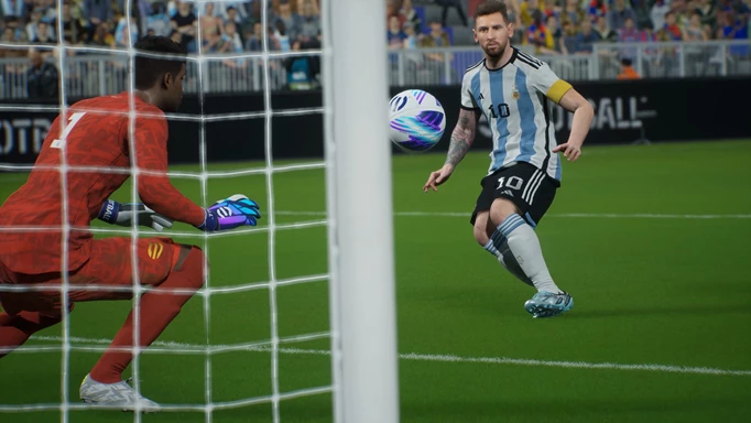 Image of Messi taking a shot in eFootball 2024