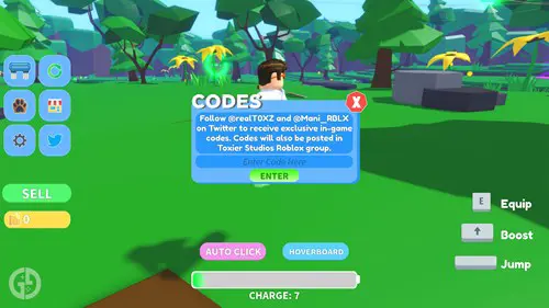 Redeeming a code in Hyper Hoverboards