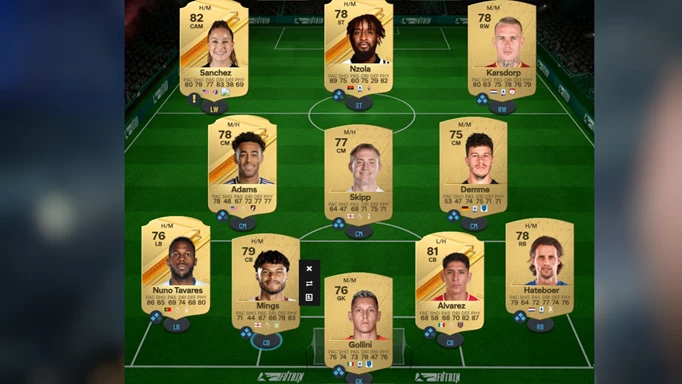 Image of the Elite Eight Hybrid Nations SBC cheapest solution in EA FC 24