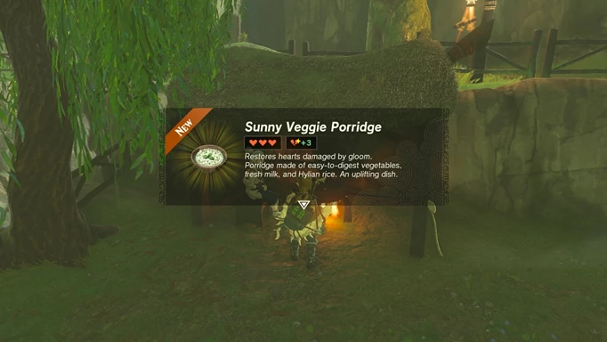 A bowl of Sunny Veggie Porridge in Zelda: Tears of the Kingdom