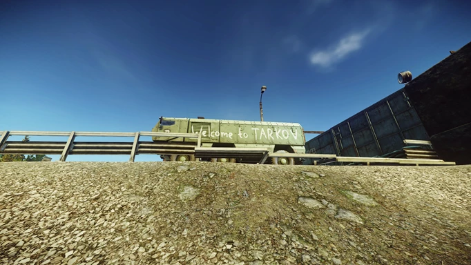 Screenshot of the Welcome to Tarkov truck on Customs in Escape From Tarkov