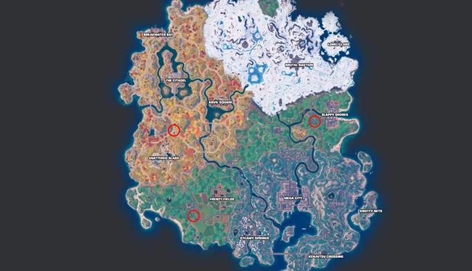 an image of the Fortnite map showing the Star Wars chest locations