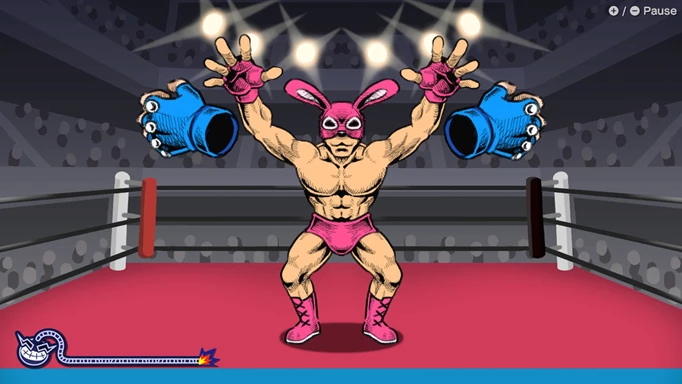 A wrestling microgame in WarioWare Move It
