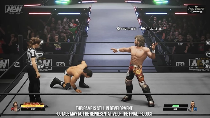 AEW Fight Forever gameplay footage from Gamescom of Kenny Omega and Adam Cole