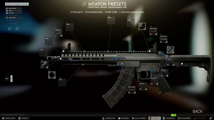 Изображение экрана осмотра Mk47 Mutant, одного из лучших орудий в Escape From Tarkov.