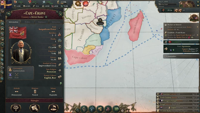 Best Countries To Play In Victoria 3: Cape Colony