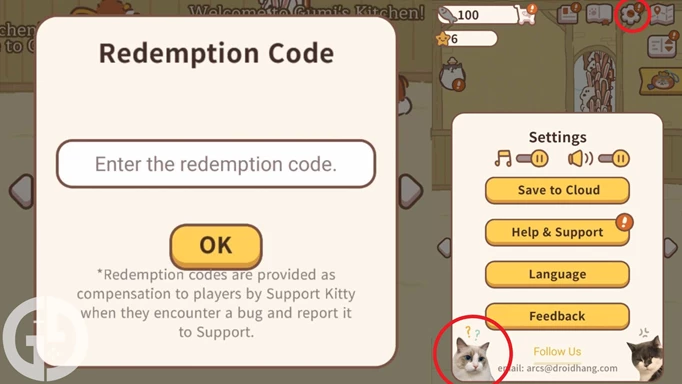 Image showing you how to redeem codes in Animal Restaurant