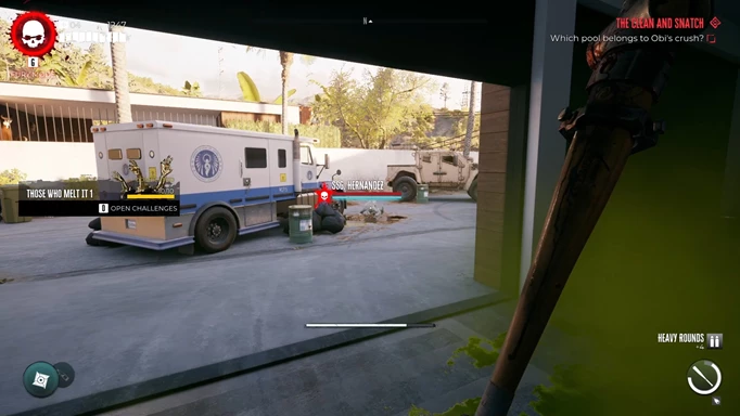 an image of Dead Island 2 gameplay showing the SSG. Hernandez zombie