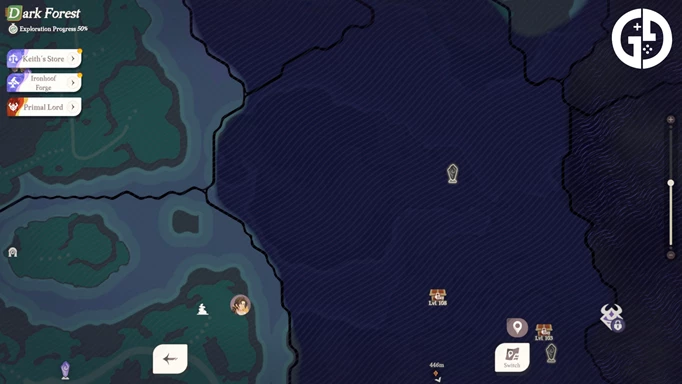 The island greyed out on the Dark Forest 5 map.