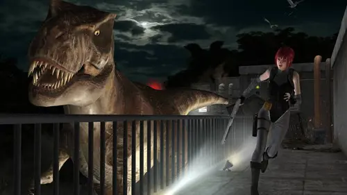 Dino Crisis Regina and a T-Rex