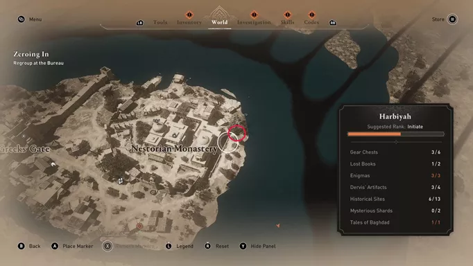 image of the Assassin's Creed: Mirage 'A Holy Hoard Enigma' solution location