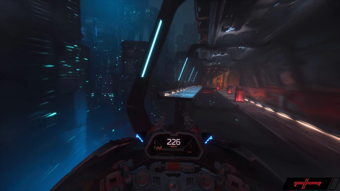 Ghostrunner 2 gameplay showing motorbike traversal