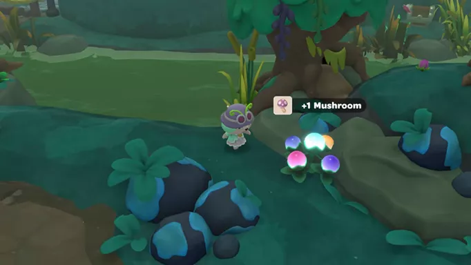 Gathering Mushrooms in the Spooky Swamp in Hello Kitty Island Adventure