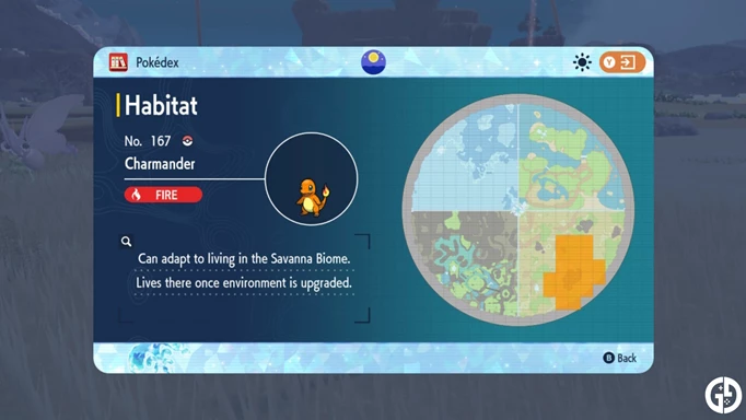 Charmander's habitat location in Pokemon Scarlet & Violet's Indigo Disk DLC