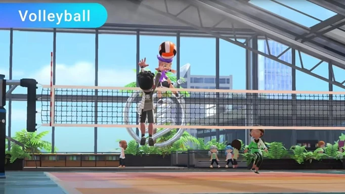 A block in Nintendo Switch Sports volleyball.