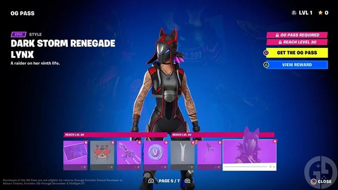 Page 5 of the Fortnite OG Battle Pass