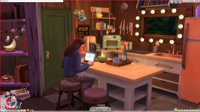 A Sim using a computer
