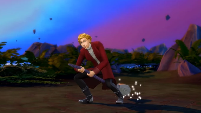 The Sims 4 Realm of Magic, spellcaster on broomstick