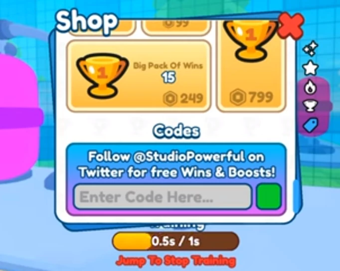 In-game menu showing how to redeem a code in Head Punch Simulator for Roblox