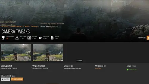The Camera Tweaks mod page on Nexus Mods
