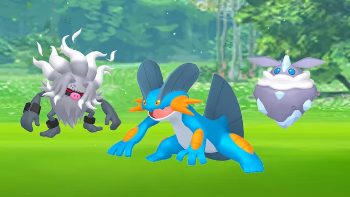 Swampert, Annihilape, and Carbink in the Great League Remix