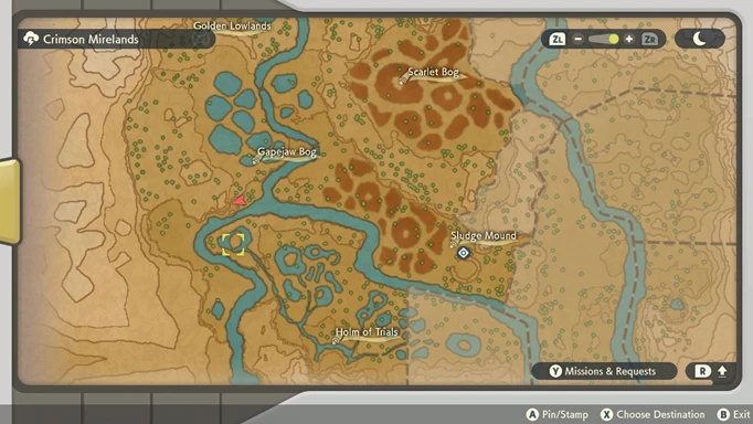 Pokemon Legends Arceus Gone Astray in the Mirelands: A map of Wanda's location