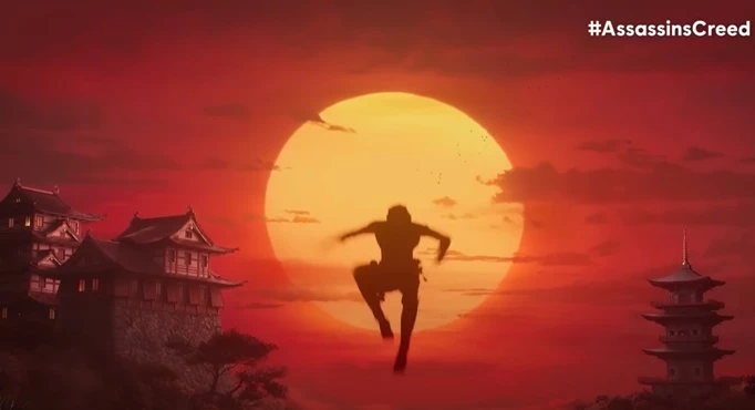 image of a character jumping in the sunset
