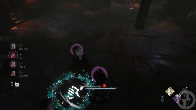 Sable Ward using an Invocation circle in Dead by Daylight