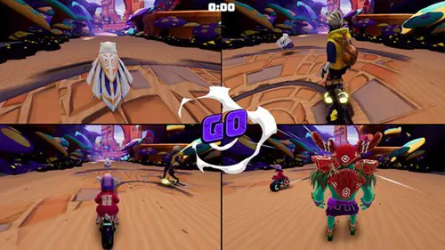 Ultimate Godspeed: four players playing the game on one screen