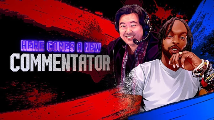 Promo art of Tasty Steve and James Chen as commentators for Street Fighter 6
