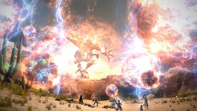an image of a fight in Final Fantasy XIV, one of the best dragon games to play in 2023