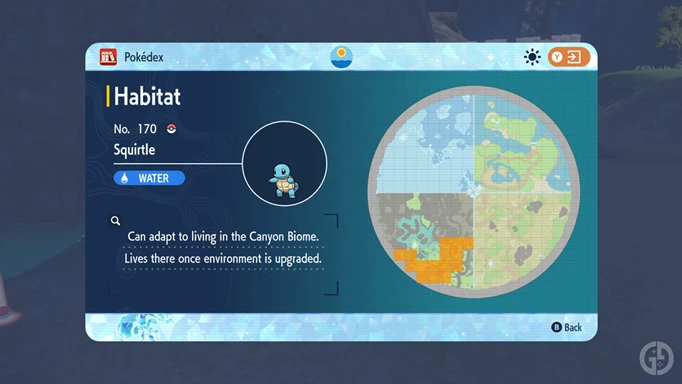 Squirtle location on the Indigo Disk map