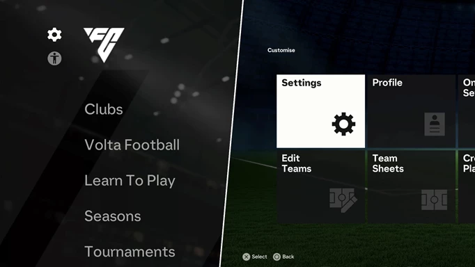 Image showing you how to get to the camera settings in EA FC 24