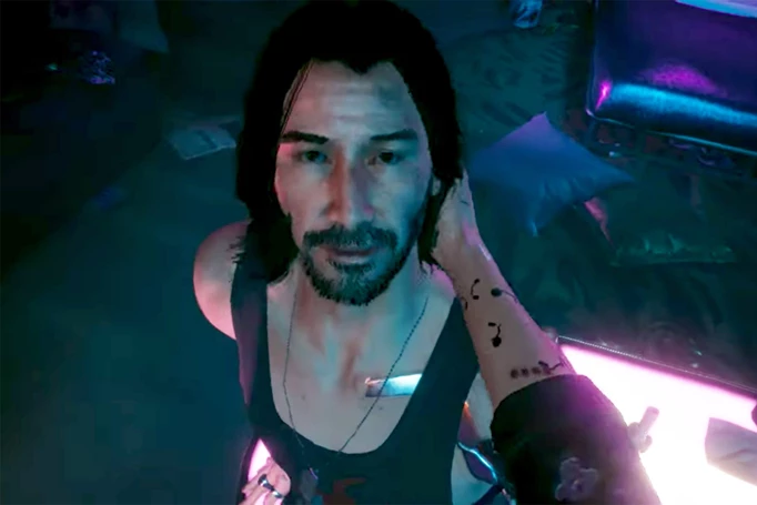 Keanu Reeves as Johnny Silverhand in Cyberpunk 2077.