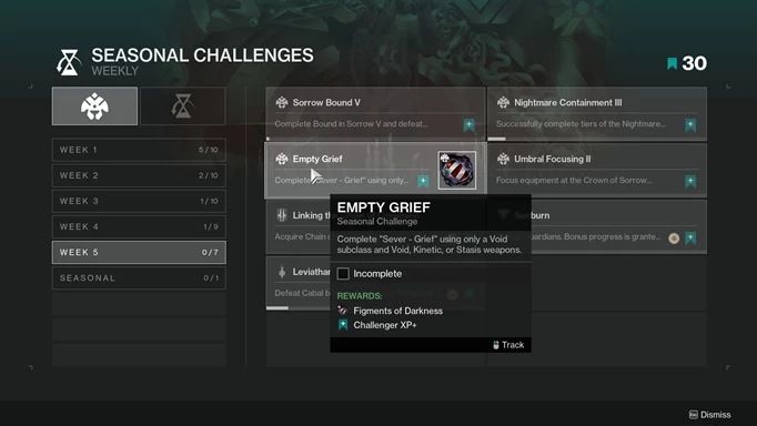 Destiny 2 Empty Grief: the rules of the challenge
