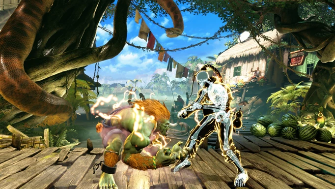 Image shows Blanka and Jamie fighting in Street Fighter 6