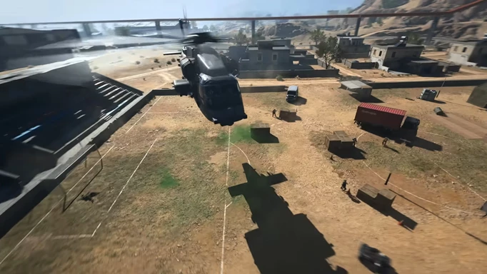 MW2 DMZ Spawn Locations: A helicopter landing on a football field