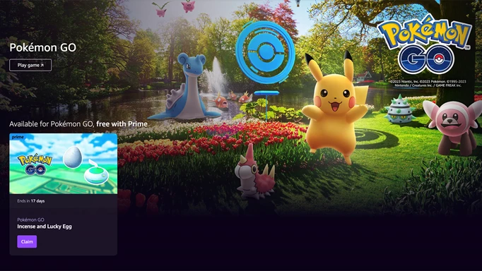 A screenshot of the Pokemon Go Amazon Prime Gaming rewards page