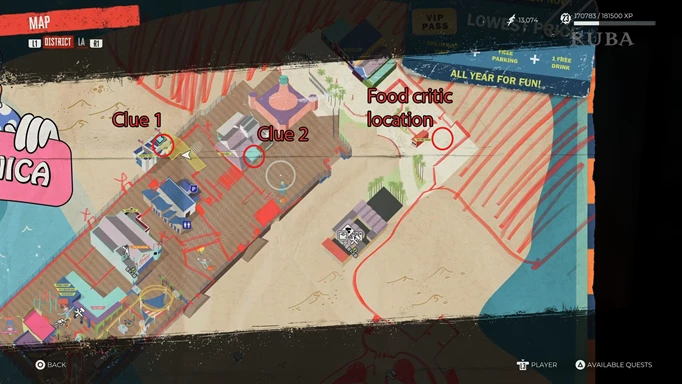 an image of the Dead Island 2 map showing the Message in a Bottle journal locations
