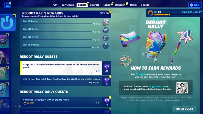 a list of quests for reboot rally in fortnite