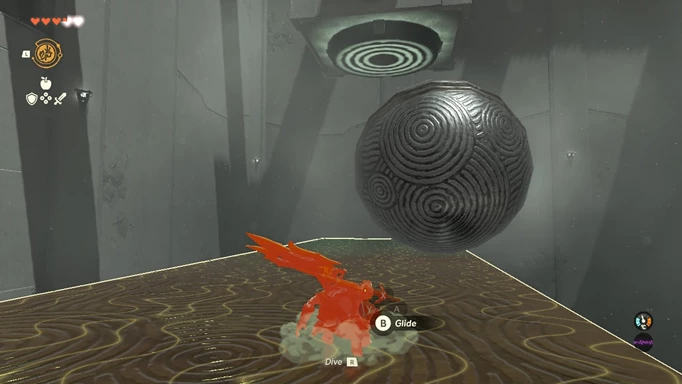 Gatanisis shrine solution, ball falling near Link