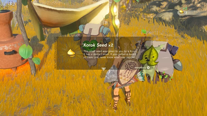Link receives 2 Korok seeds in The Legend of Zelda: Tears of the Kingdom