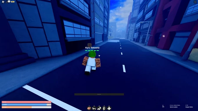 Image of a character running around a city in Kengun Online