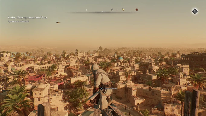 Looking across Baghdad in Assassin's Creed Mirage from atop a sync point