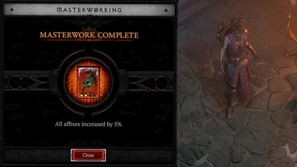 Diablo 4 Completing A Masterwork Upgrade