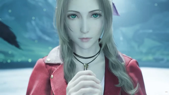 Aerith as she appears in Final Fantasy 7 Remake.