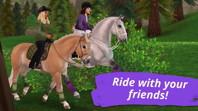 a promo image of Star Stable with two horses